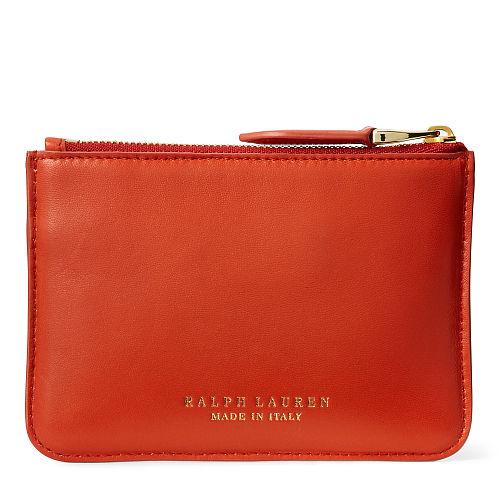 Ralph Lauren Nappa Mini Zip Pouch Burnt Orange