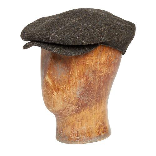 Ralph Lauren Rrl Windowpane Wool Driving Cap Forest Charcoal