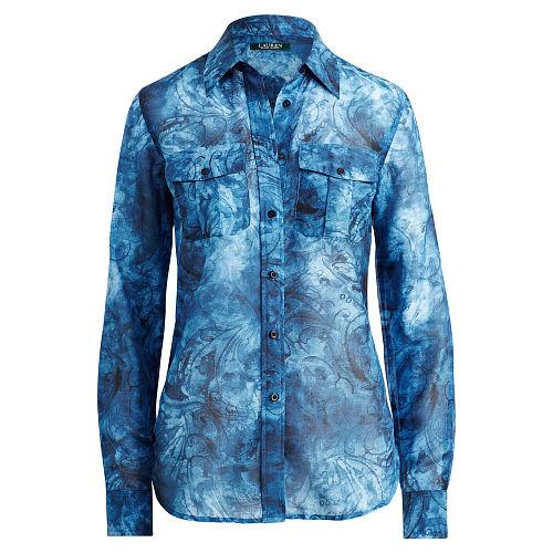 Ralph Lauren Lauren Petite Tie-dye Button-down Shirt