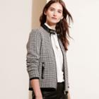 Ralph Lauren Lauren Houndstooth Moto Jacket Black/cream