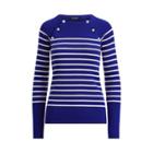 Ralph Lauren Button-shoulder Cotton Sweater Cream/empress Blue