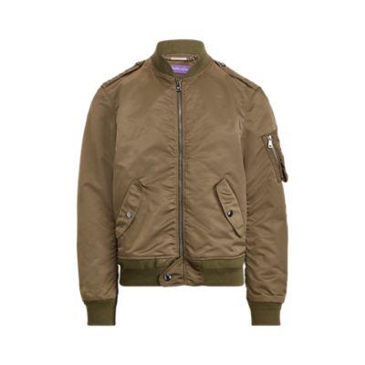 Ralph Lauren Satin Bomber Jacket Dark Olivewood