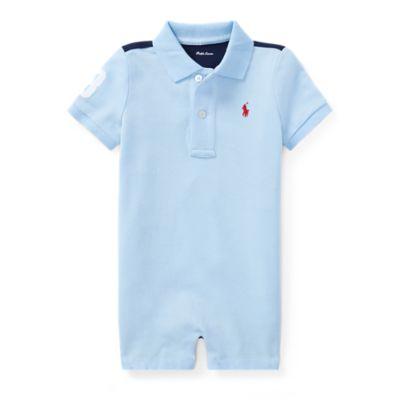 Ralph Lauren Cotton Mesh Polo Shortall Elite Blue Multi 12m