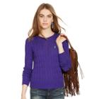 Polo Ralph Lauren Slim Cable Crewneck Sweater Squire Purple