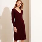 Ralph Lauren Lauren Ruched Jersey Surplice Dress Red