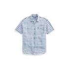 Ralph Lauren Classic Fit Plaid Linen Shirt Natural/indigo