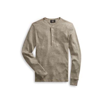 Ralph Lauren Waffle-knit Cotton Henley Camp Heather