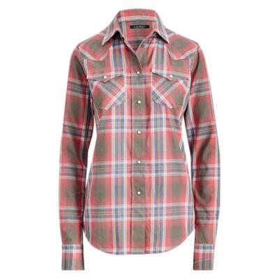 Ralph Lauren Plaid Western Shirt Pink Multi