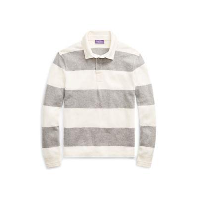 Ralph Lauren Striped Cashmere Rugby Sweater Lt Grey Heather/cream