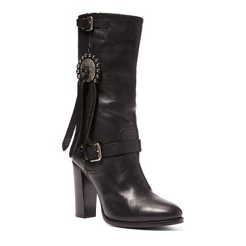 Ralph Lauren Concho Vachetta Leather Boot Black