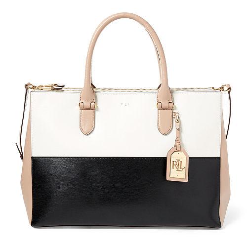 Ralph Lauren Lauren Newbury Double-zip Satchel Camel/black/vanilla