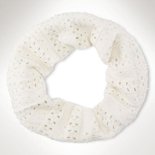 Ralph Lauren Lauren Beaded Funnel Scarf Cream