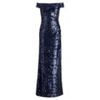 Ralph Lauren Sequined Off-the-shoulder Gown Indigo/indigo Shine