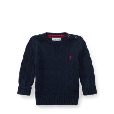 Ralph Lauren Cable-knit Cotton Sweater Hunter Navy 6m