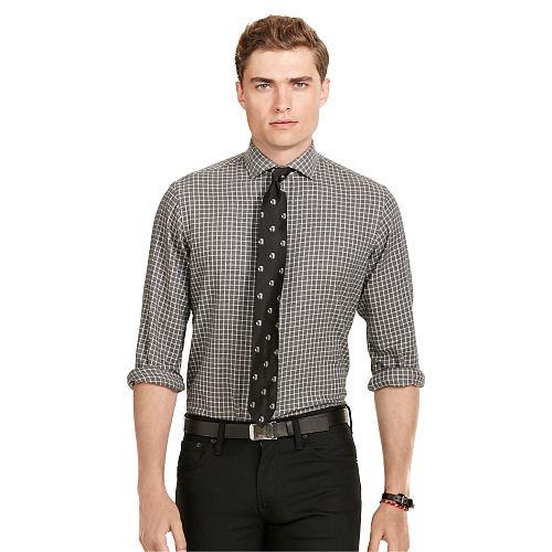 Polo Ralph Lauren Plaid Cotton Twill Sport Shirt Grey/cream