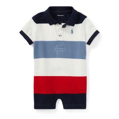 Ralph Lauren Striped Cotton Polo Shortall Hunter Navy Multi 6m