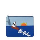 Ralph Lauren Sailboat Leather Zip Pouch Navy Multi