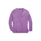 Ralph Lauren Cable Cotton V-neck Sweater Amethyst