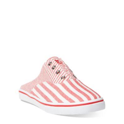 Ralph Lauren Jaida Striped Laceless Sneaker Red/white