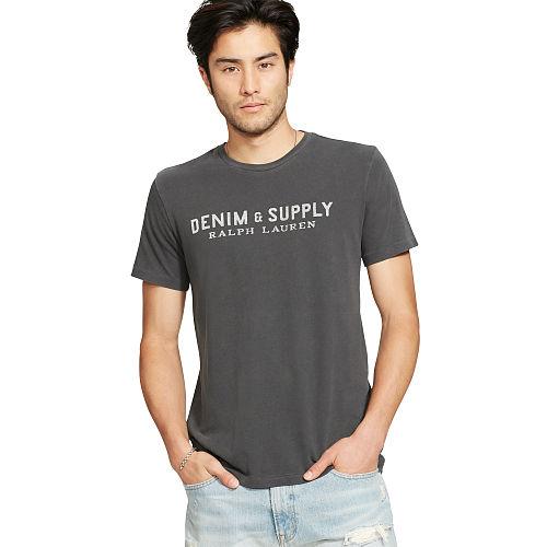 Ralph Lauren Denim & Supply Cotton Jersey Logo Tee Polo Black Ds Logo