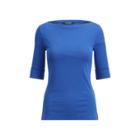 Ralph Lauren Stretch Cotton Boatneck Top Classic Steel Blue