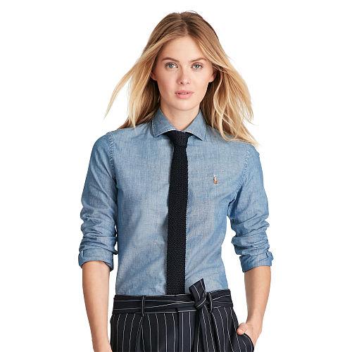 Polo Ralph Lauren Slim Fit Chambray Shirt Cobalt