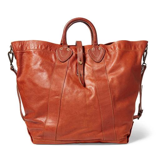 Ralph Lauren Rrl New Vtg Calfskin Tote Distressed Brown