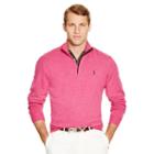 Ralph Lauren Polo Golf Suede-trim Merino Wool Sweater Preppy Pink Heather