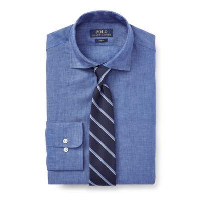Ralph Lauren Slim Fit Linen Shirt Deep Blue/medium Blue