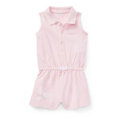 Ralph Lauren Cotton Sleeveless Polo Romper Hint Of Pink 6m