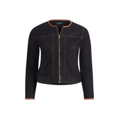 Ralph Lauren Leather-trim Denim Jacket Midnight Haze Wash