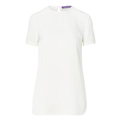 Ralph Lauren Kensley Satin Keyhole-back Top Off White
