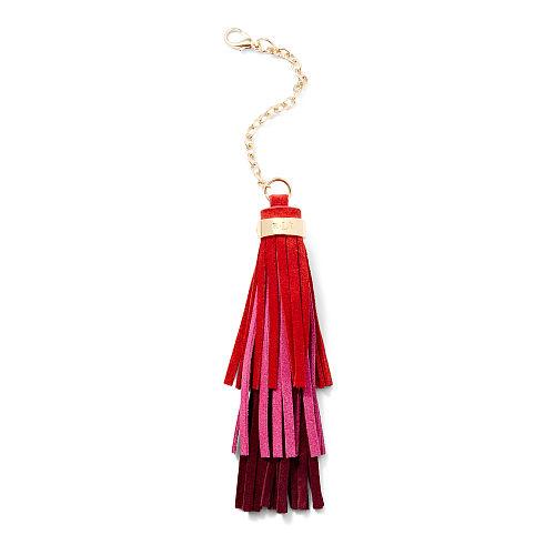 Ralph Lauren Lauren Ombr Tasseled Handbag Charm Red/passion Pink/claret