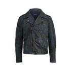 Ralph Lauren Camo Leather Biker Jacket Indigo Camo