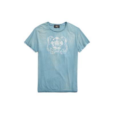 Ralph Lauren Indigo Cotton Graphic T-shirt Medium Blue Indigo