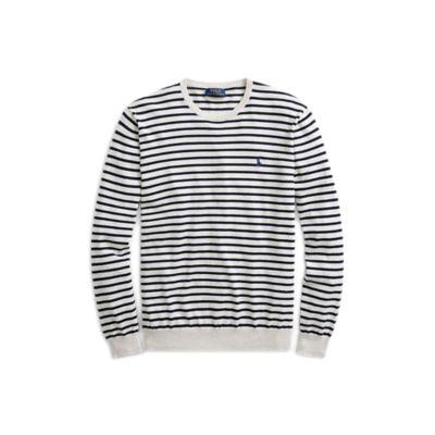 Ralph Lauren Striped Cotton Sweater Cream/navy
