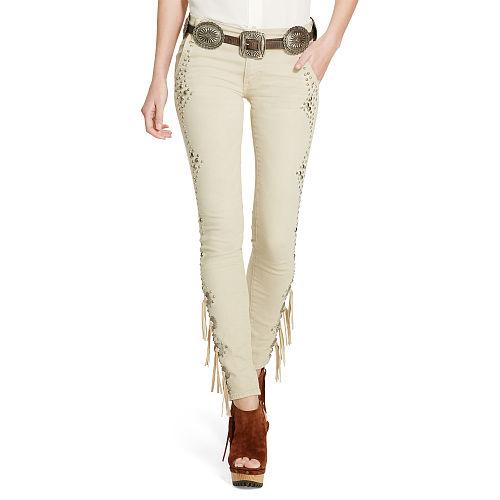 Polo Ralph Lauren Tompkins Studded Skinny Jean Tan