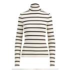 Ralph Lauren Striped Stretch Turtleneck Cream/polo Black