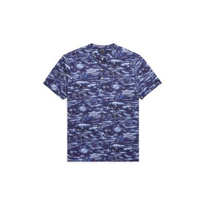 Ralph Lauren Featherweight Mesh Henley Indigo Island Hawaiian L Tall
