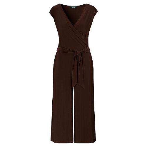 Ralph Lauren Lauren Petite Jersey Wide-leg Jumpsuit Circuit Brown
