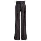 Ralph Lauren Linen-wool Wide-leg Pant Black/cream Pinstripe