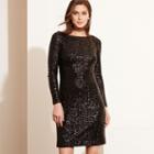 Ralph Lauren Lauren Sequined Cutout-back Dress Black Shine