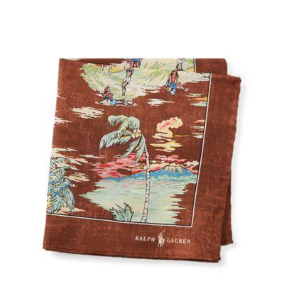 Ralph Lauren Hawaiian Silk Pocket Square Brown
