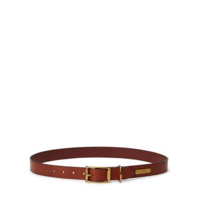 Ralph Lauren Brass-buckle Leather Belt Papaya