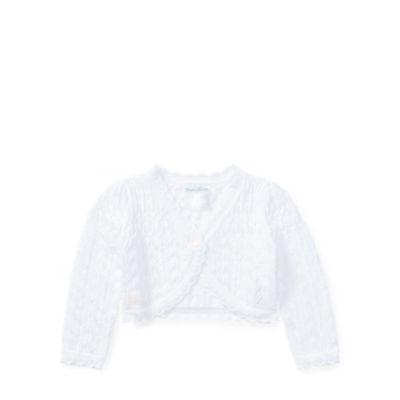 Ralph Lauren Pointelle Cotton Cardigan White 9m