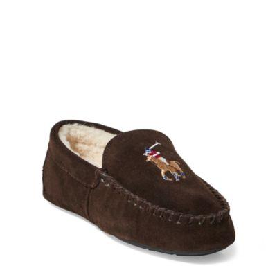 Ralph Lauren Markel Iii Suede Slipper Chocolate Suede Multi Pp