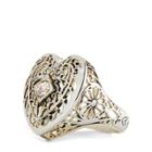 Ralph Lauren Brass Filigree Heart Ring Brass/white