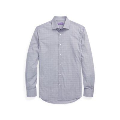 Ralph Lauren Glen Plaid Cotton Dress Shirt Navy And White