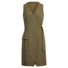 Ralph Lauren Stretch Cady Wrap Dress Defender Green