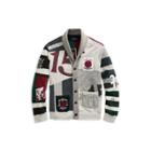 Ralph Lauren Patchwork Fleece Cardigan Lt Grey Heather